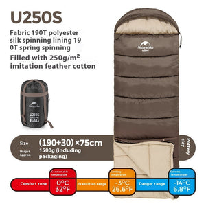 Warmth and Comfort Await: The Envelope Hooded Winter Outdoor Camping Sleeping Bag
