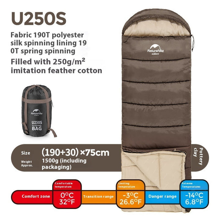 Warmth and Comfort Await: The Envelope Hooded Winter Outdoor Camping Sleeping Bag